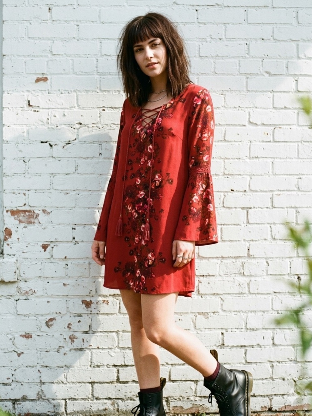 Taylor and Sage Boho Floral Bell Sleeve Tunic Dress
